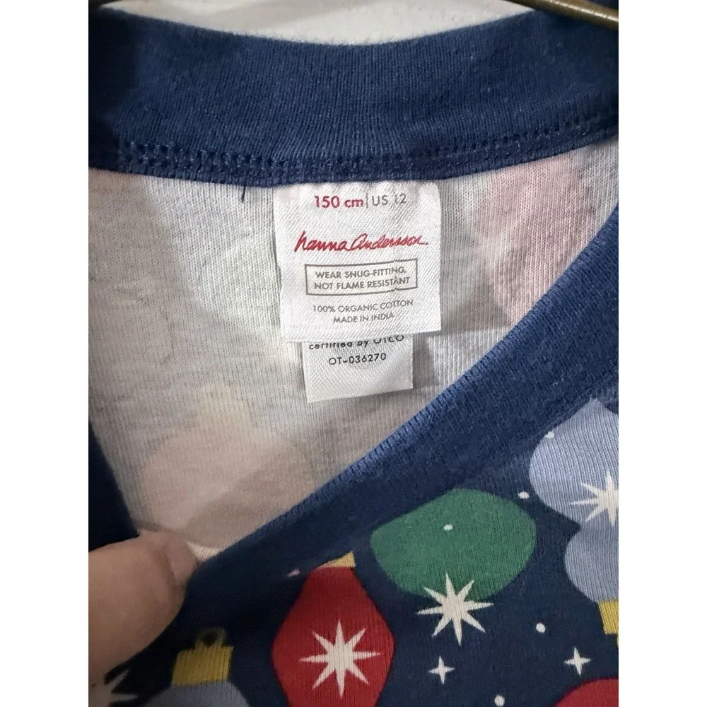 Hanna Andersson Shiny Bright Ornaments Multicolored Pajama Top Size 12